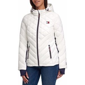 Tommy Hilfiger Women's Packable Hooded Puffer Jacket (White) (S) NWOT